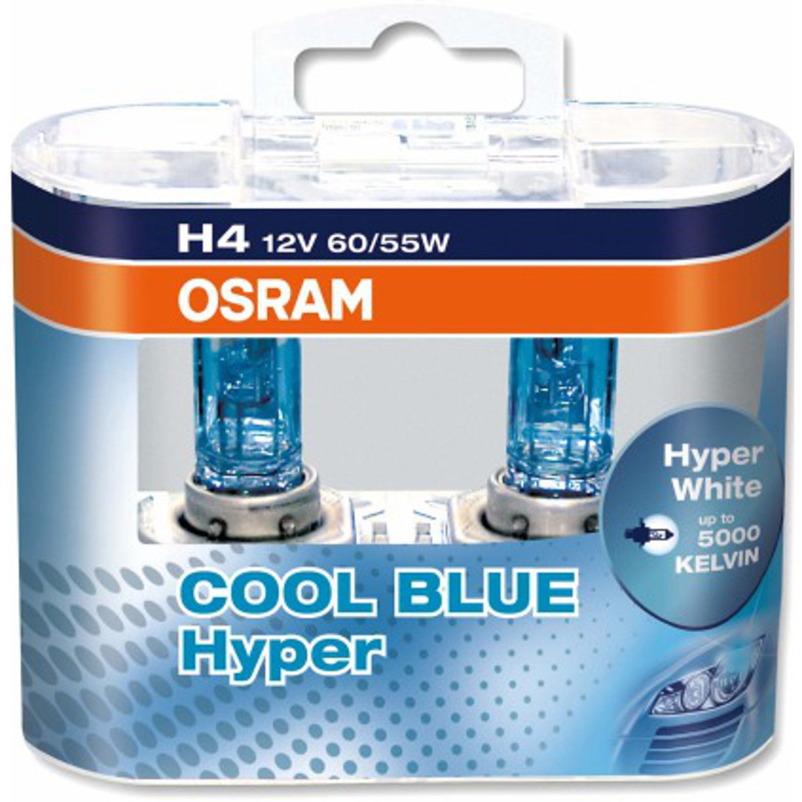 Osram หลอดไฟหน้า รถยนต์ H4 รุ่น Cool Blue Hyper Plus 5000K + 50%