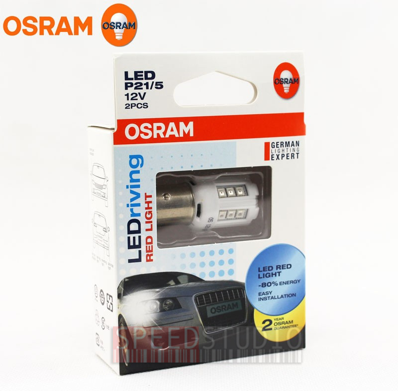 OSRAM LEDriving หลอดไฟเบรค LED รถยนต์ 1157 P21/5 แบบเขี้ยวบิด 2 จุด สำหรับไฟเบรค สีแดง