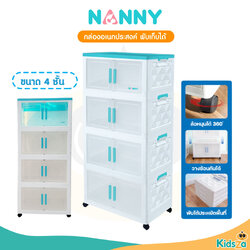 Nanny กล่องใส่ของอเนกประสงค์ พับได้ ฝาเปิด-ปิดแบบแม่เหล็ก ใบใหญ่ มีล้อ