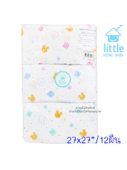 Little Home Baby [12ผืน] [27x27นิ้ว] [คละลาย] ผ้าอ้อมสำลี พิมพ์ลาย สำหรับเด็ก