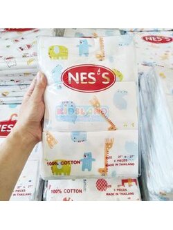 NES'S [6ผืน] [27x27นิ้ว] [ลายสัตว์] ผ้าอ้อมสาลู สำหรับเด็ก