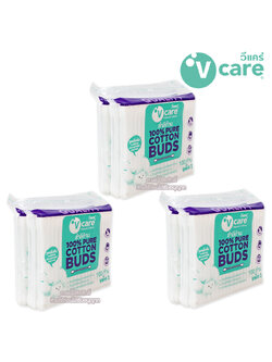 V-care สำลีก้านมาตรฐาน เนเชอรัล 100 ก้าน Natural Cotton Buds [แพ็ค3คู่]