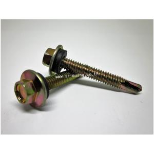 สกรูปลายสว่าน หัวเหลี่ยม พร้อมแหวนยาง