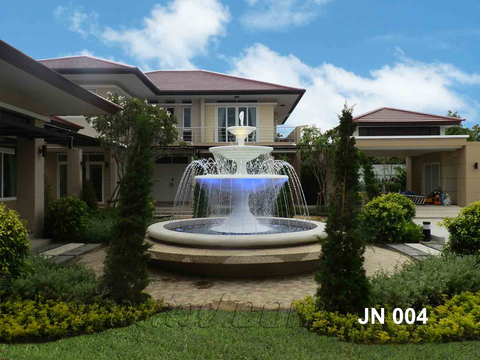 บ่อน้ำพุวงกลม พานน้ำพุ 3 ชั้น ที่บ้านคุณจิรณี ที่ถ.เลียบคลองภาษีเจริญ