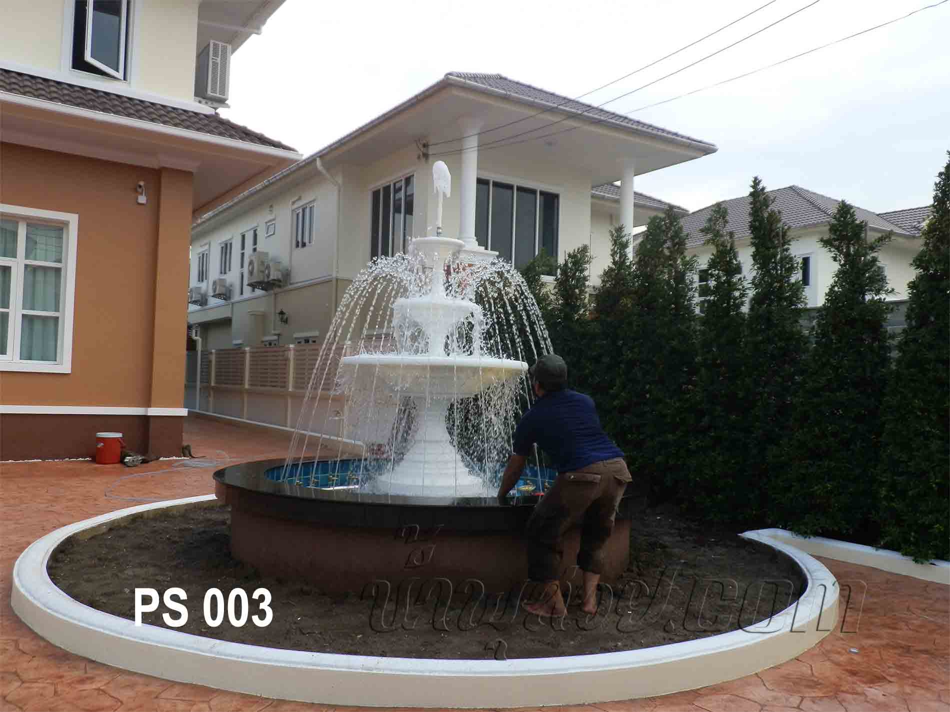 บ่อน้ำพุวงกลม พาน 3 ชั้นที่บ้าน พ.อ.สุนทร บ.ประชาสิริ 2