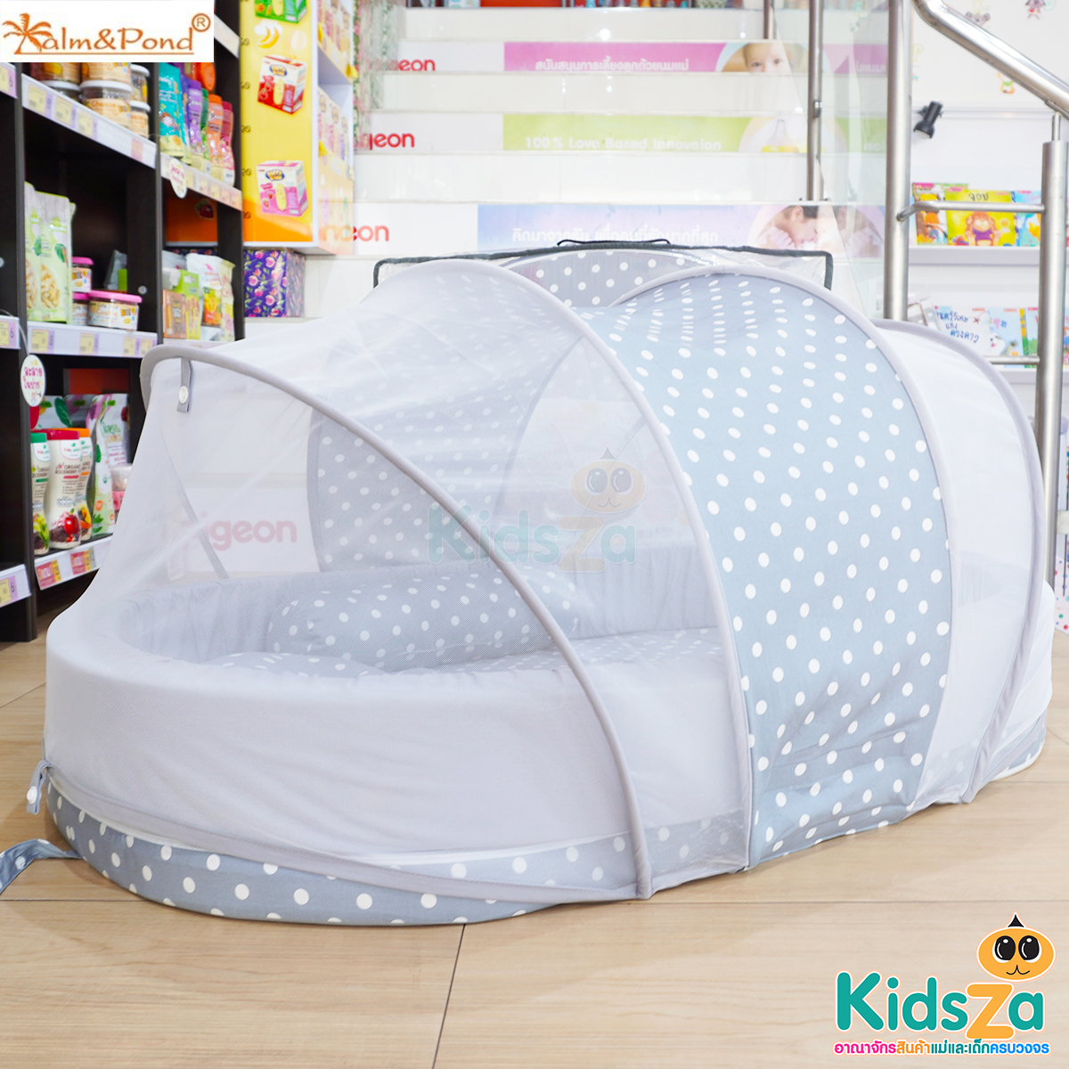 Palm&Pond [SizeM] ชุดที่นอนพร้อมมุ้ง ที่นอนมุ้งครอบ ที่นอนเด็กแรกเกิด [100X60X60ซม]
