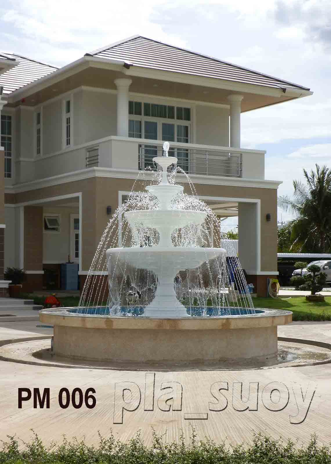 น้ำพุ ฮวงจุ้ย หน้าบ้าน คุณ สุรศักดิ์ เจ้าของ Polo Maker ที่ กาญจนบุรี