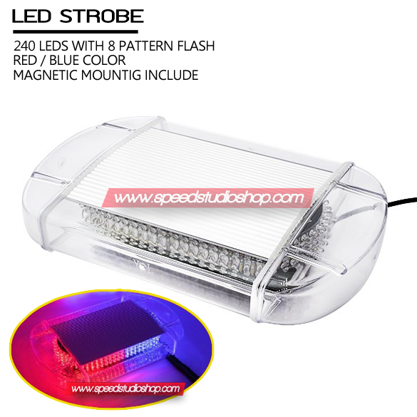 ไฟไซเรน ไฟฉุกเฉิน ติดหลังคา สีแดง/น้ำเงิน 240 LED 33 cm