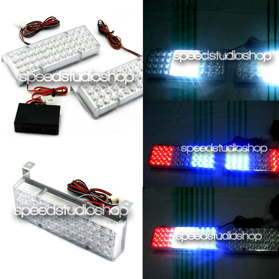 LED ไฟไซเรน ไฟฉุกเฉิน ไฟแฟลช ไฟขอทาง 48LED พร้อมกล่องควบคุม ปรับจังหวะกระพริบ สีแดง/ขาว/น้ำเงิน