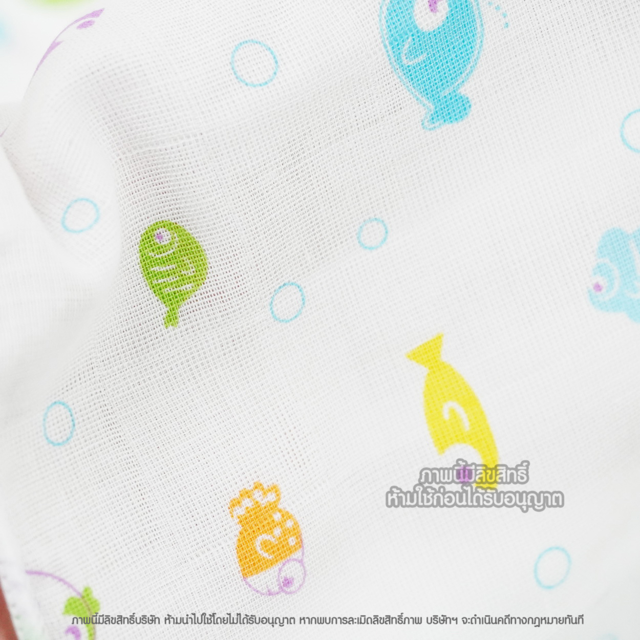 NES'S [6ผืน] [27x27นิ้ว] [ลายปลาหลากสี] ผ้าอ้อมสาลู สำหรับเด็ก