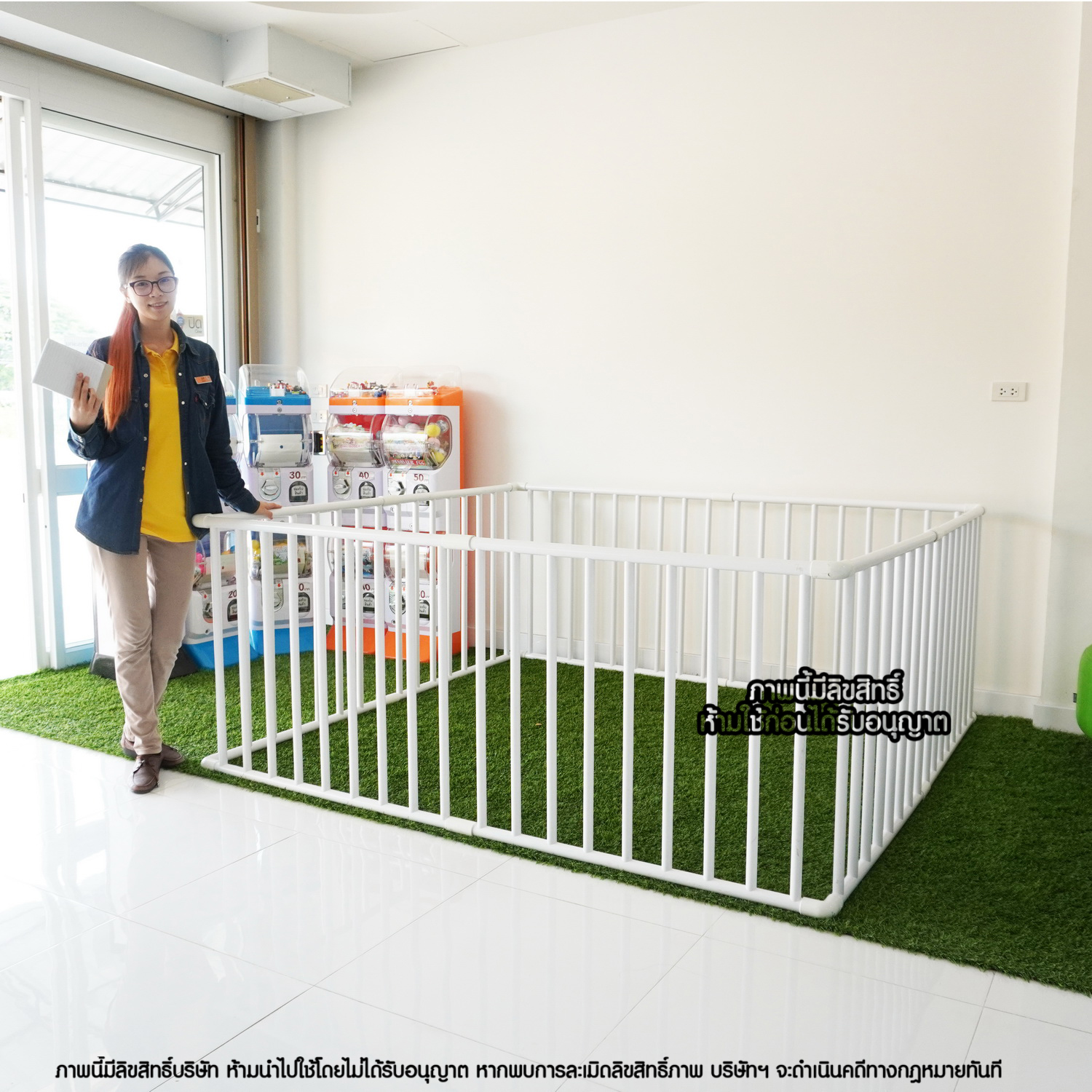 Kidsza คอกกั้นเด็ก ท่อ PVC สีขาว [ขนาด 180x200x80 ซม.]