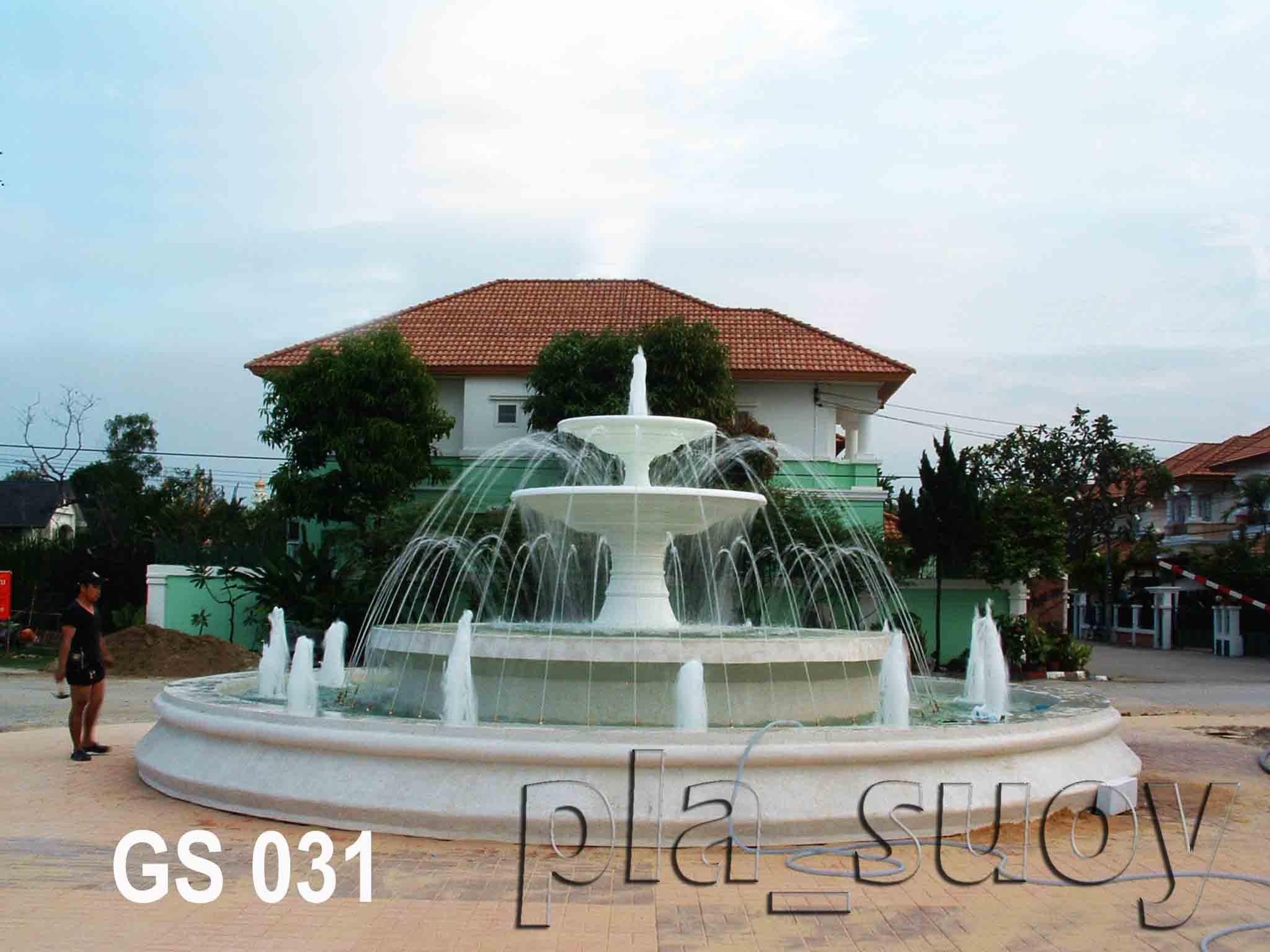 บ่อน้ำพุวงกลม พานน้ำพุ 2 ชั้น ที่สวนศรี