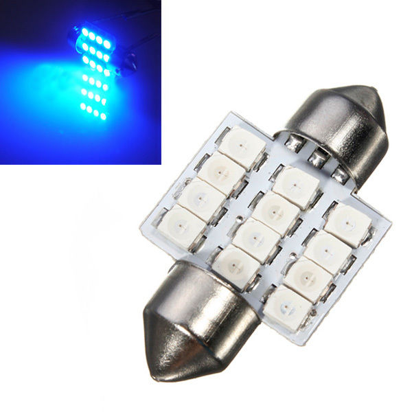 LED หลอดไฟ SMD 12 ดวง ไฟห้องโดยสาร ไฟอ่านหนังสือ (สีฟ้า)