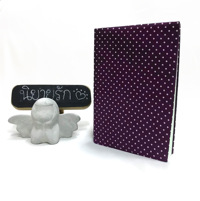 ปกผ้าพื้นม่วง ลายPolka Dot เนื้อผ้าคอตต้อน ขนาด 7" ( Pocket Book )