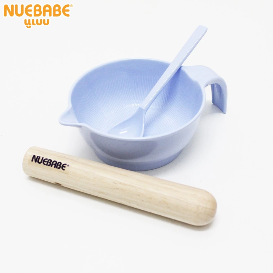 Nuebabe ชามบด อาหาร เมลามีน พร้อมช้อนและไม้บด