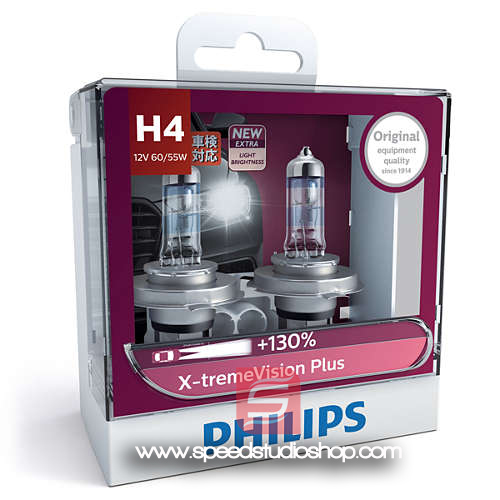 Philips หลอดไฟหน้า H4 X-TREME VISION PLUS 130% 12V 60/55w