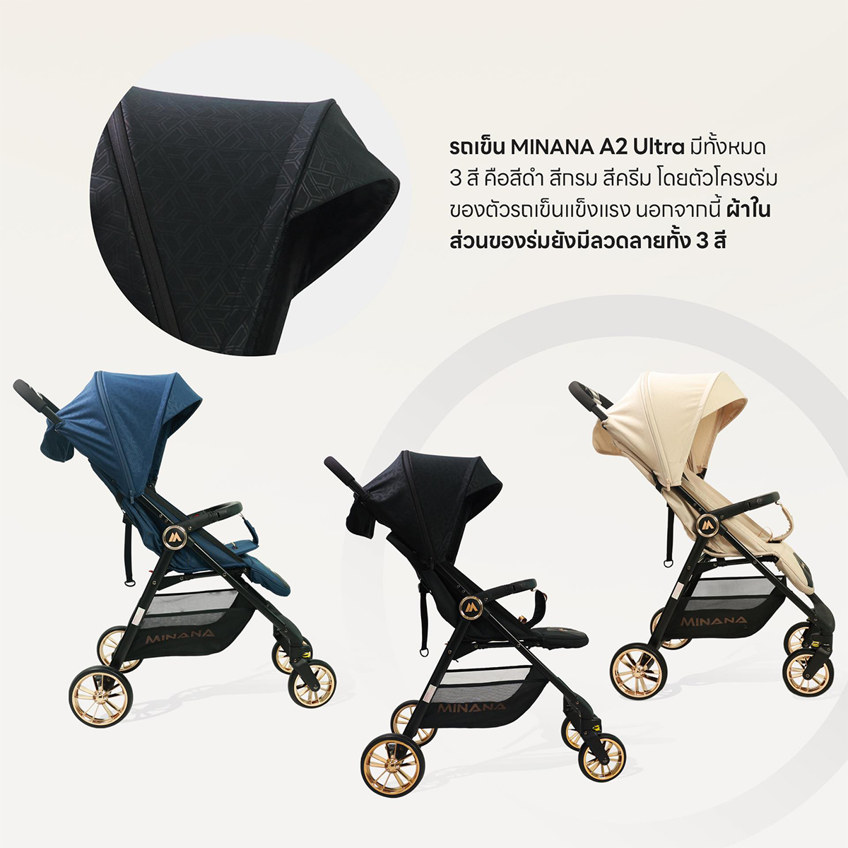 Minana รถเข็นเด็ก A2 ULTRA รุ่นใหม่ รถเข็นขึ้นเครื่องได้