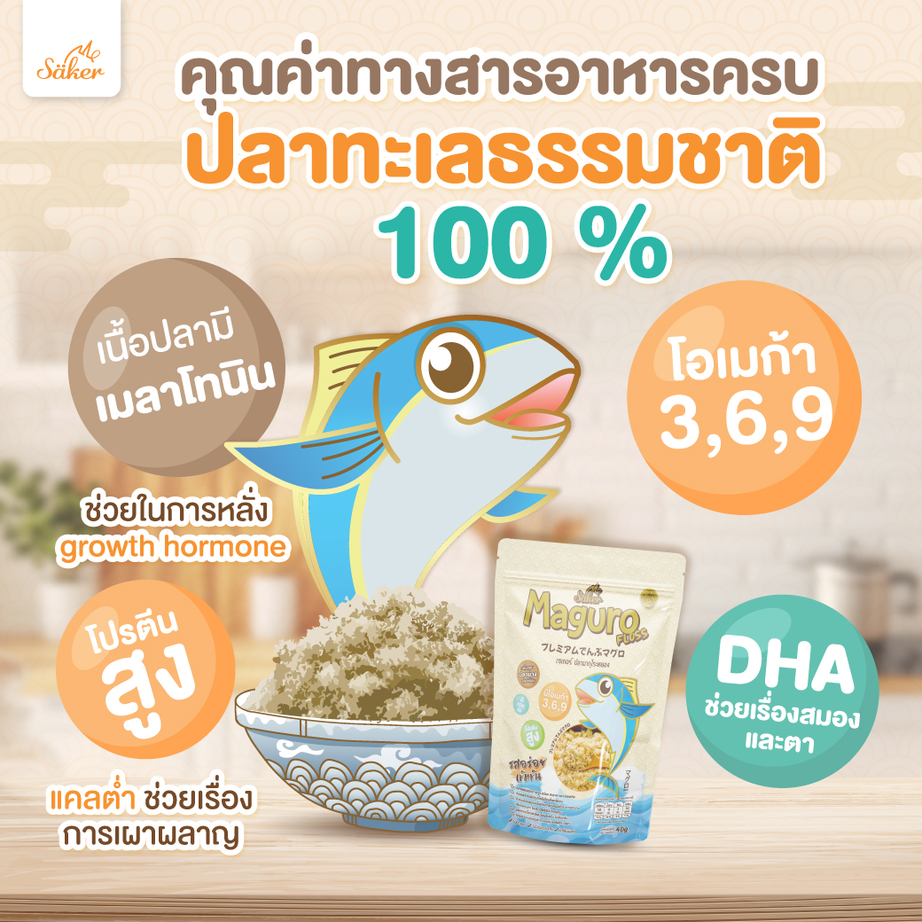 Saker ปลามากุโระหยอง ดีต่อสุขภาพประโยชน์เยอะมาก เด็ก+&ผู้ใหญ่ทานได้ สำหรับเด็ก 1ปีขึ้นไป