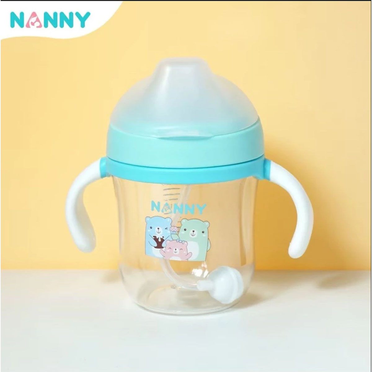 Nanny แก้วหัดดื่ม Tritan พร้อมหลอดถ่วงน้ำหนัก BPA FREE