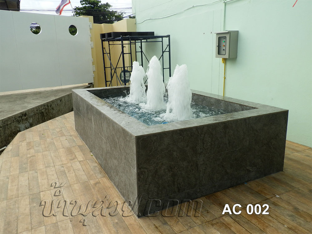 บ่อน้ำพุสี่เหลี่ยม ทรงต้นสน 3 หัว ที่ บ.ซีแอร์คอนเทค จำกัด