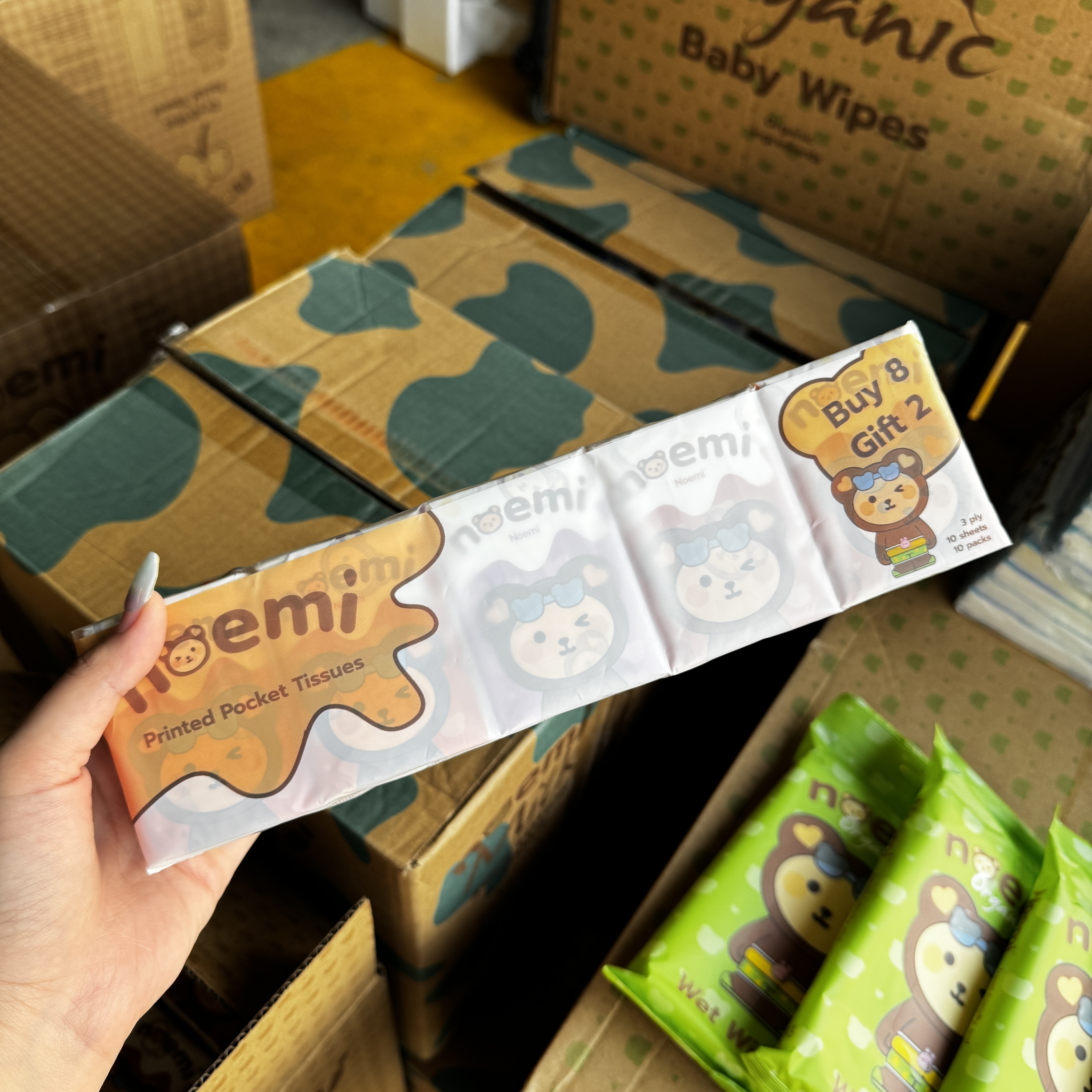 Noemi ทิชชู่เช็ดหน้าแบบแห้ง ผสมโลชั่น ใช้แล้วทิ้ง สำหรับเด็กทารก