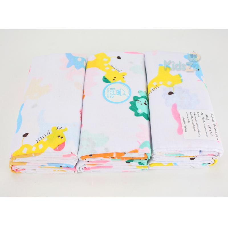 Little Home Baby [12ผืน] [24x24นิ้ว] [คละลาย] ผ้าอ้อมสาลู พิมพ์ลาย สำหรับเด็ก