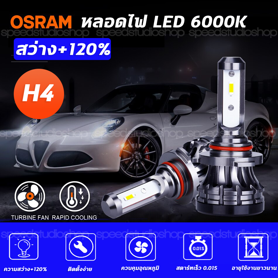 Osram หลอดไฟหน้า Led หลอดไฟหน้าแอลอีดี XLZ LEDriving H4 6000K 18W ความสว่าง+120%