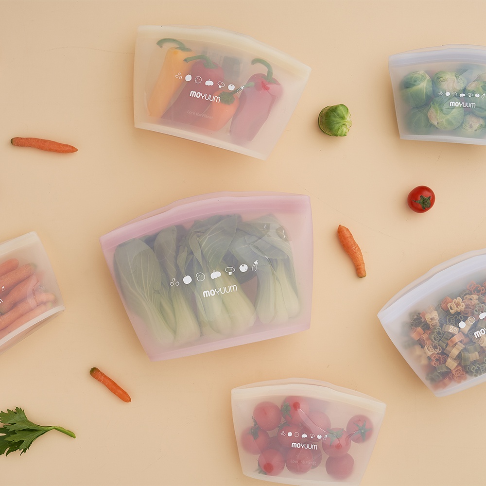 Moyuum ถุงซิปซิลิโคนตั้งได้ Standing Silicone Zipper Bag (เซ็ต 3 ชิ้น)