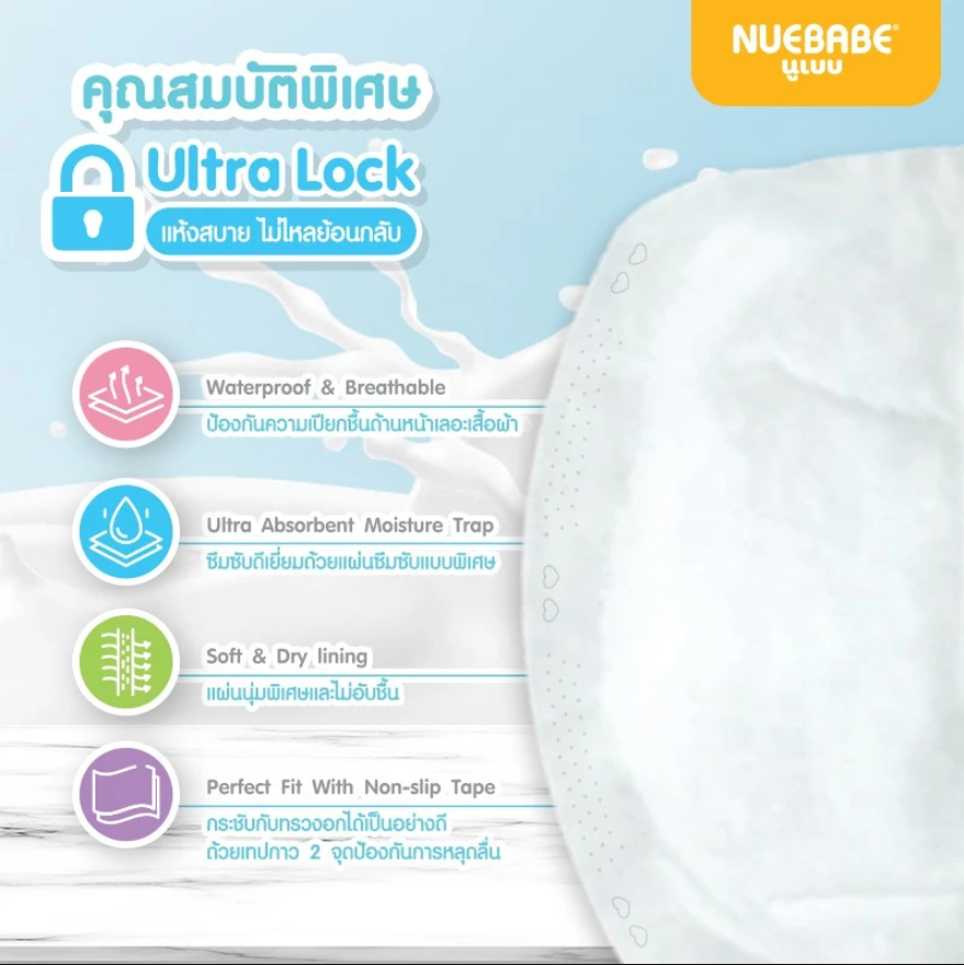 Nuebabe แผ่นซับน้ำนมแม่ Ultra Lock แห้งสบาย ไม่ไหลย้อนกลับ 1 กล่อง 20 ชิ้น