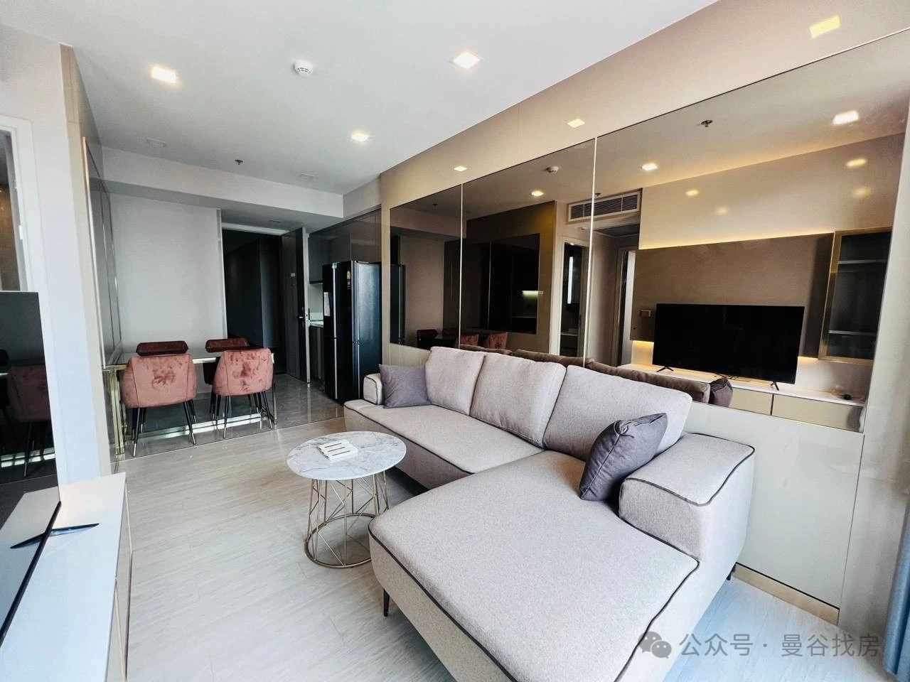 rent:(one9five at Rama 9) luxurious decoration, SB furniture, brand appliances, two bedrooms and two bathrooms, high floor