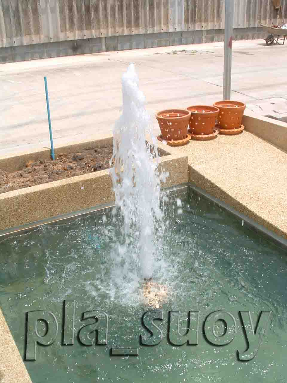 น้ำพุในบ่อเลี้ยงปลา บ้านพักคนชรา