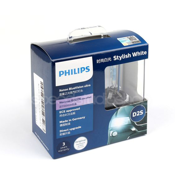 Philips ฟิลลิปส์ หลอดไฟหน้า ซีนอน D2S stylish white HID Xenon blue vision ultra 6000 K
