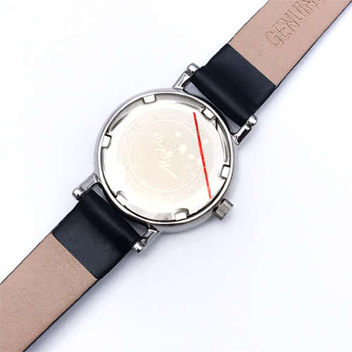 Metro นาฬิกาข้อมือผู้หญิงสายหนังดำ-หน้าปัดขาว รุ่น 20125L-W