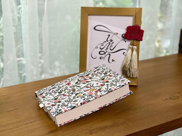 ปกผ้าเคลือบกันน้ำ สีขาวลายนก ขนาด 8" ( Pocket Book )