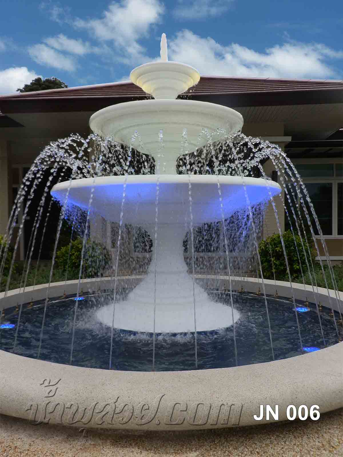 บ่อน้ำพุวงกลม พานน้ำพุ 3 ชั้น ที่บ้านคุณจิรณี ที่ถ.เลียบคลองภาษีเจริญ