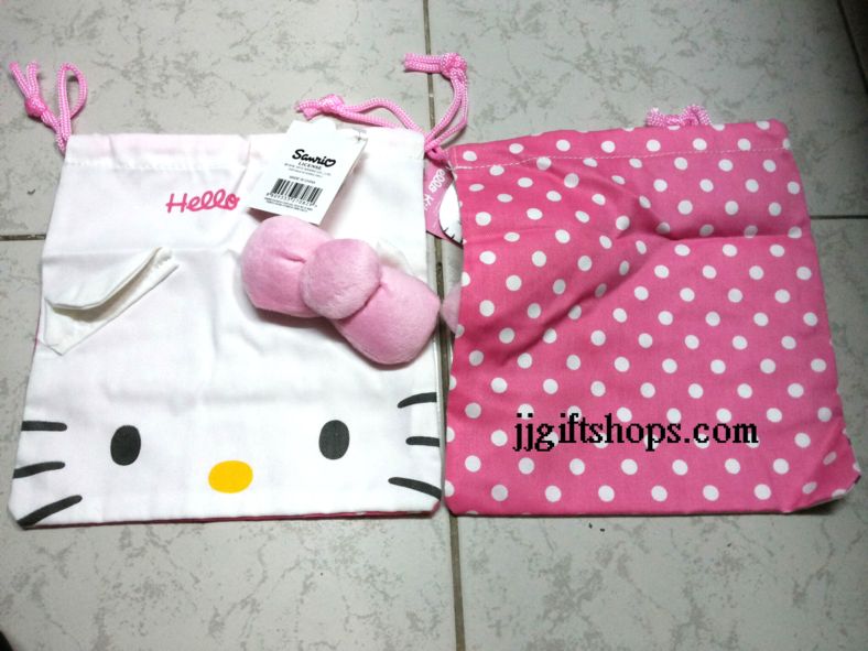 ถุงผ้าหูรูด ลาย Hollo Kitty คิดตี้