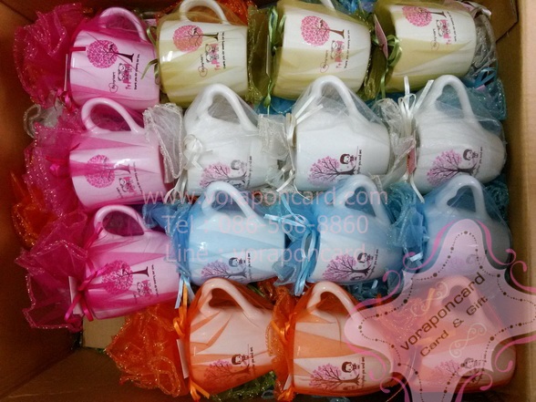 แก้วสกรีนลายสำเร็จแพคถุงผ้าคละสี