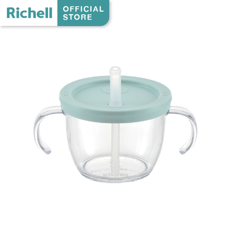 Richell(ริเชล) AXSTARS ถ้วยฝึกดูดรุ่นใหม่ หลอดกันสำลัก มีปุ่มกดช่วยดันน้ำ หลอดดีไซน์ใหม่ 150มล.