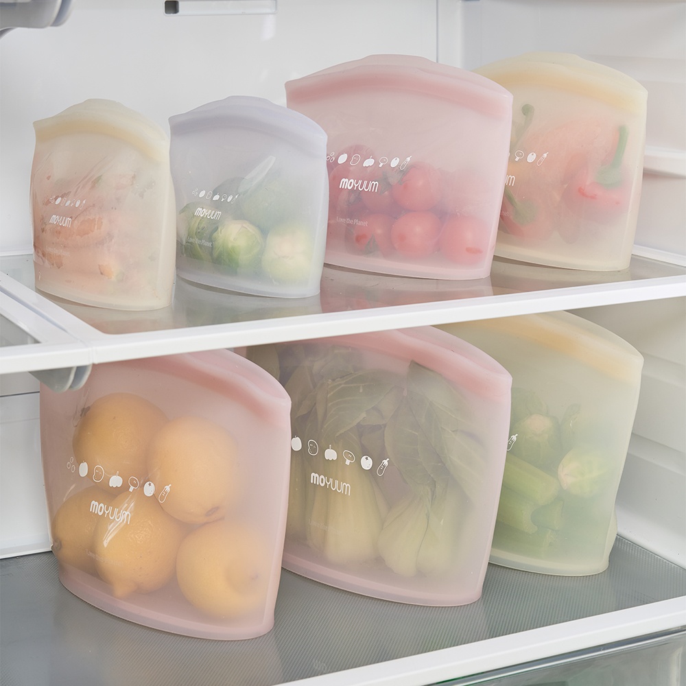 Moyuum ถุงซิปซิลิโคนตั้งได้ Standing Silicone Zipper Bag (เซ็ต 3 ชิ้น)