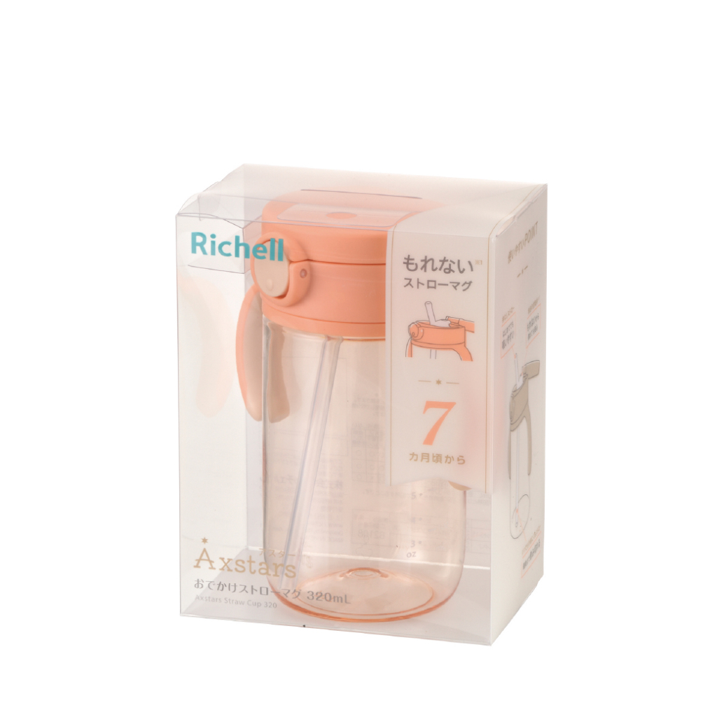 Richell แก้วหลอดดูดกันสำลัก รุ่น AXSTARS สำหรับเด็ก 7เดือนขึ้นไป