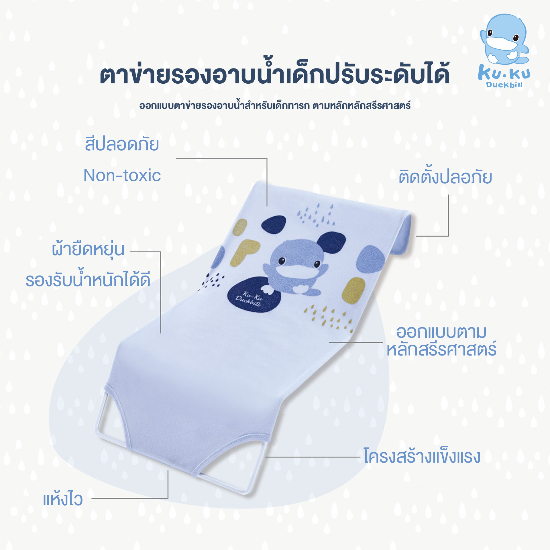 KU.KU Duckbill อุปกรณ์อาบน้ำ อ่างอาบน้ำ หมวกสระผม ฟองน้ำ ขันตักน้ำ สำหรับเด็ก