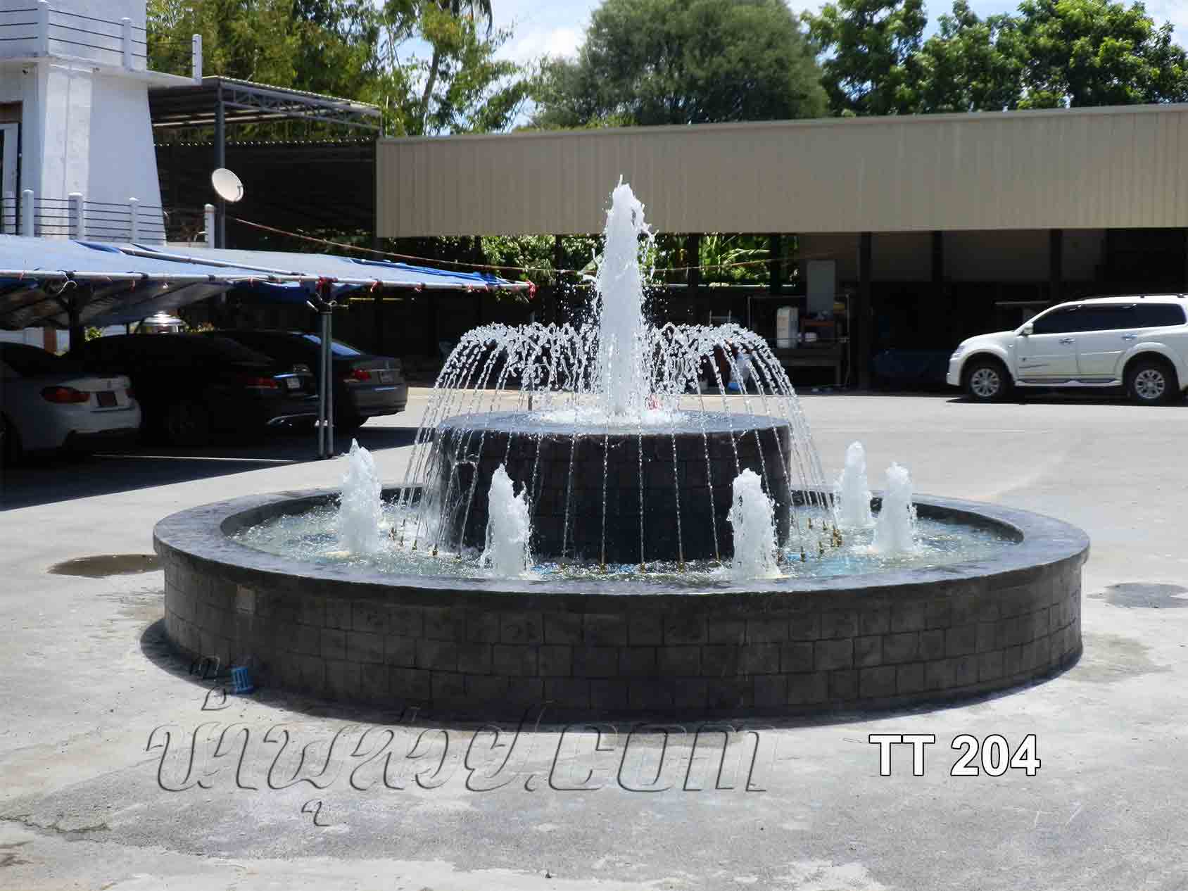 บ่อน้ำพุวงกลม 2 ชั้น พร้อมวง Ring และทรงต้นสน 8 หัว ที่ บ.ทีทีขนส่ง นครปฐม