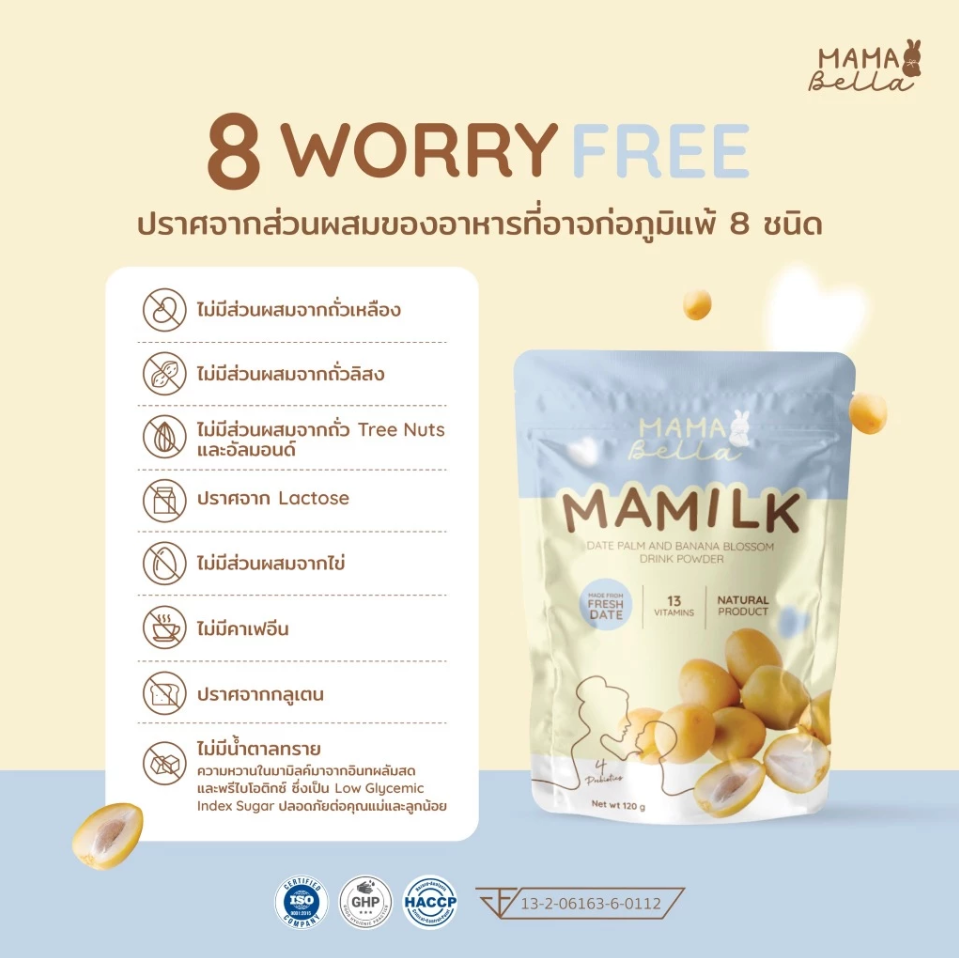 Mamabella Mamilk มามิลค์ น้ำชงอินทผลัมสด วิตามิน อาหารเสริม และ โปรตีนสำหรับคุณแม่
