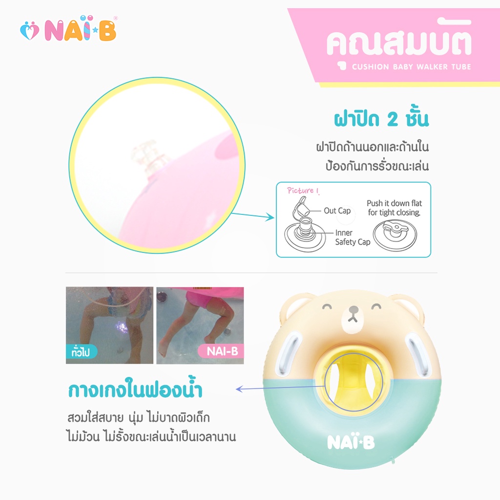 NAI-B CUSHION BABY WALKER TUBE ห่วงยาง ทรงกลม ลายหมี สำหรับเด็ก