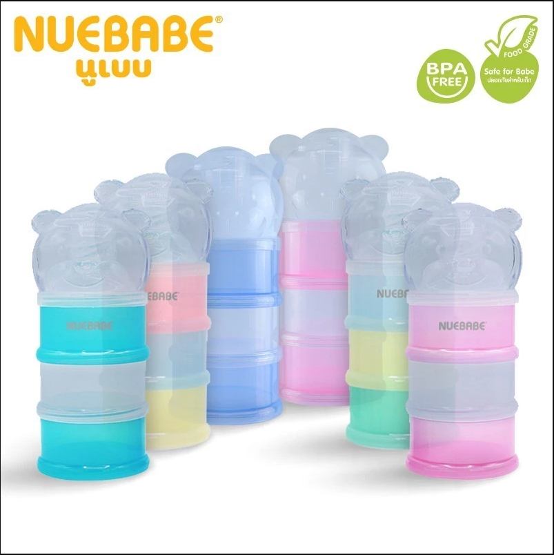 Nuebabe กระปุกแบ่งนมผง 3 ชั้น กระปุกหัวหมี อเนกประสงค์