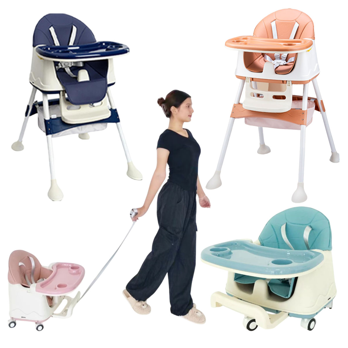 Minana เก้าอี้ทานข้าวเด็ก Premium 5 in 1 มีสายเบลท์ มีสายลาก สายรัดเก้าอี้นั่งทานข้าวผู้ใหญ่