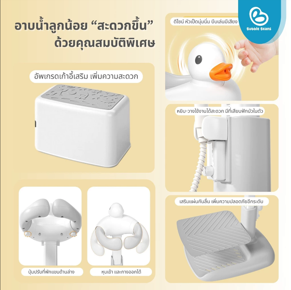 Bubble Beans อ่างอาบน้ำเด็กมีขาตั้ง เบาะเปลี่ยนผ้าอ้อม ที่ยืนอาบน้ำ ฟองน้ำ สำหรับเด็ก