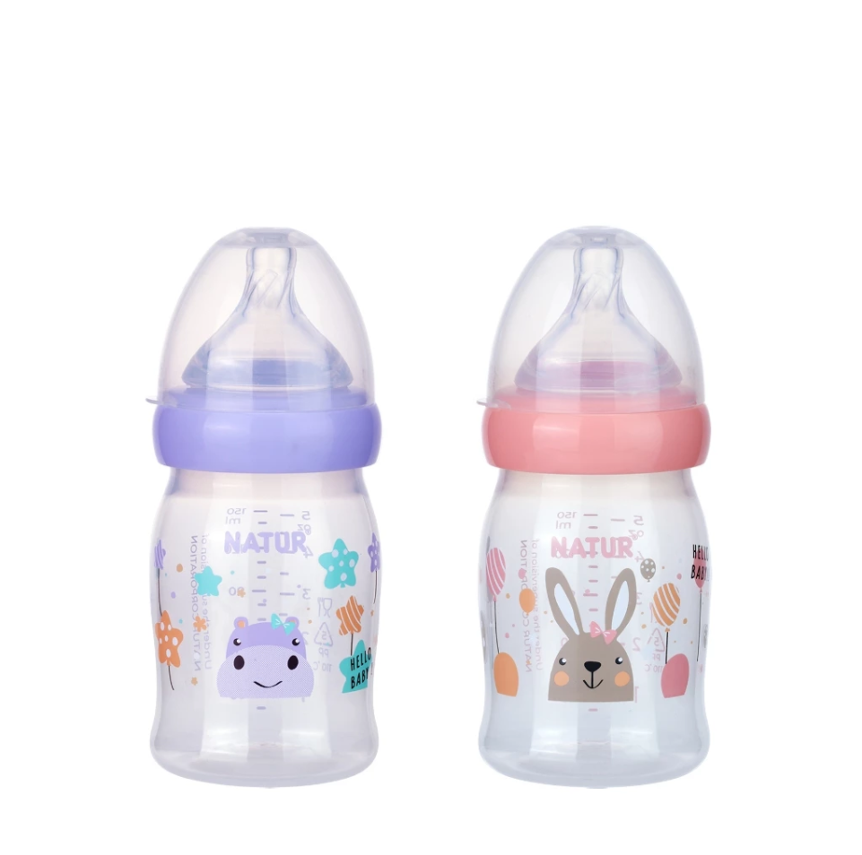 NATUR ขวดนมคอกว้าง ไบโอมิมิค แพ็ค 2 ขวด [คละลาย]