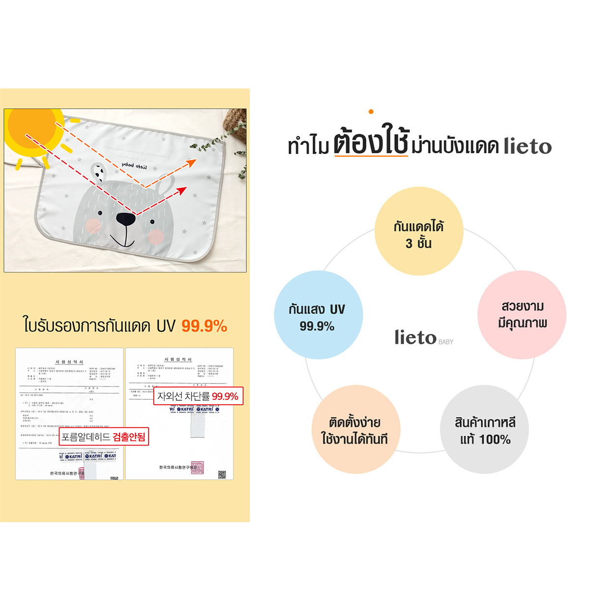 Lieto ผ้าม่านบังแดด สำหรับลูกน้อย