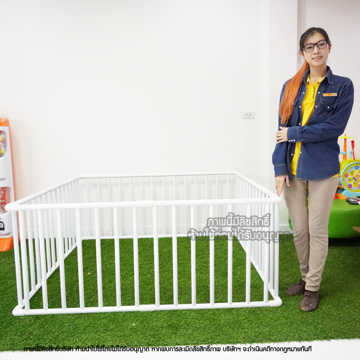 Kidsza คอกกั้นเด็ก ท่อ PVC สีขาว [ขนาด 150x150x65 cm]